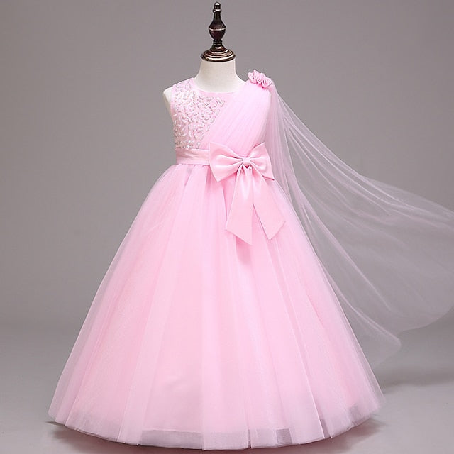 Girls' Kids Colored Flower Solid Dress Girl