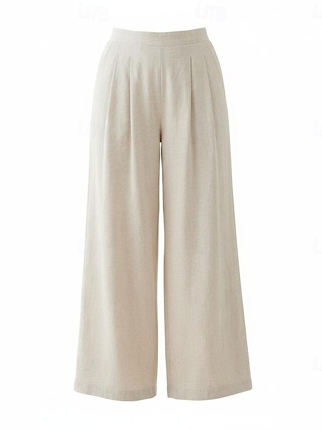 70% Linen Women's Linen Pants Wide Leg Chinos Vacation