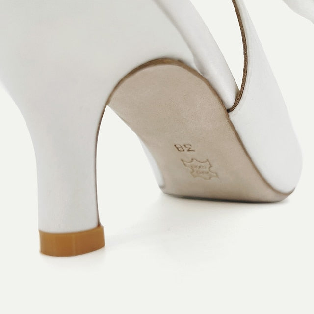 White Toe - Pointed Bow Tie for with Women Heels Slingback