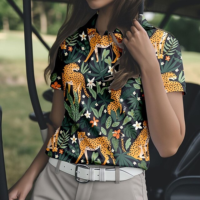 Women's Animal Tennis Shirt Short Sleeves Print UPF50+