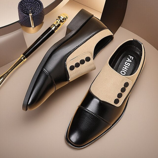 Button Black Decor Shoes Men's Classic Slip-On
