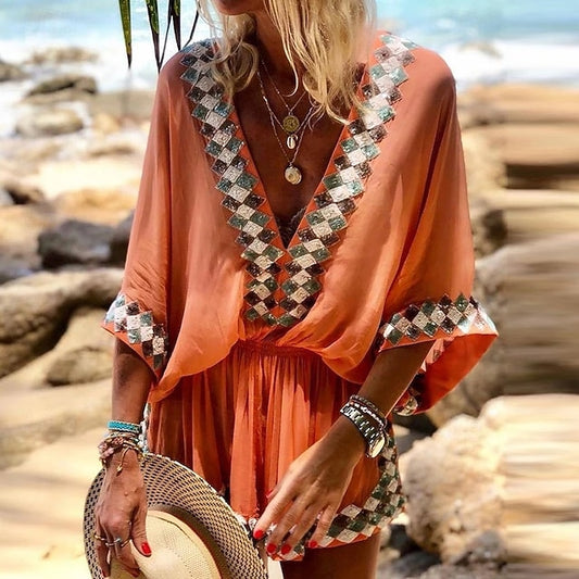 Women's Normal Romper Streetwear Geometric 3/4 Length