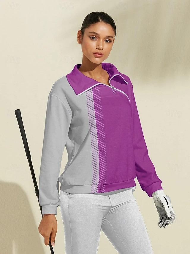 Women's Golf Pullover Sweatshirt Black Blue Rose Red Long