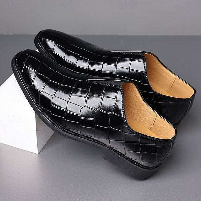 – Shoes Pattern Slip-On Burgundy Men's Crocodile