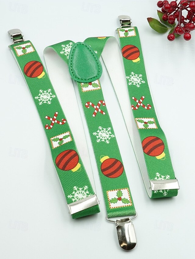 Men's Suspenders Snowman Christmas with