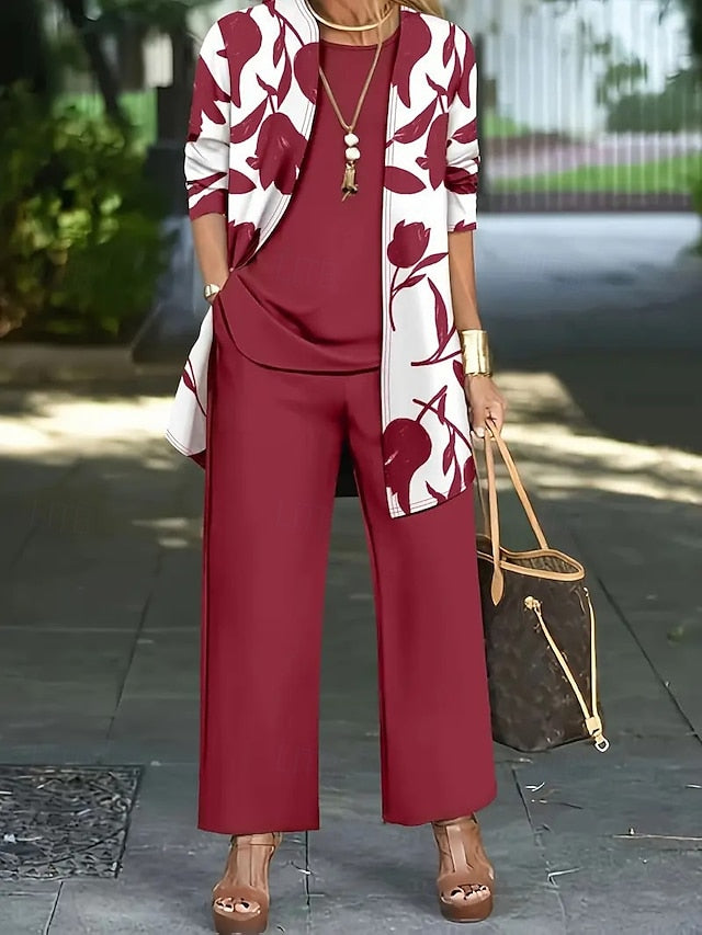 Women's Pants Sets Bolero Top Sleeveless Long Sleeve Round