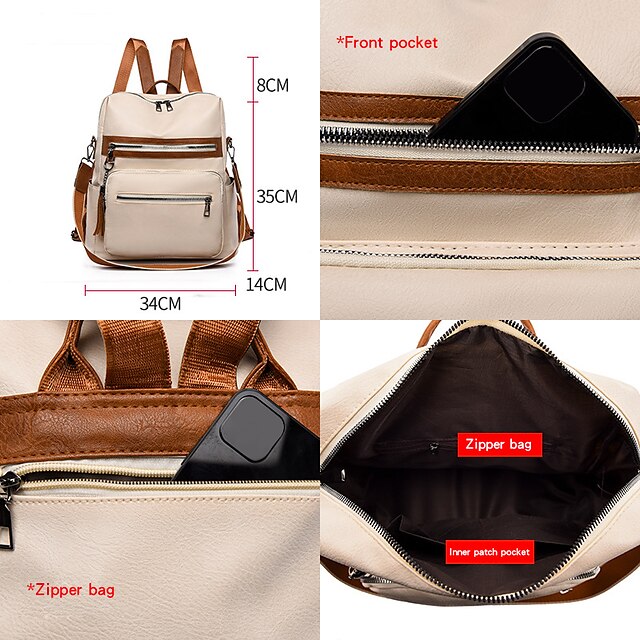 Women's with Vintage Tassel and Purse Leather Backpack Faux