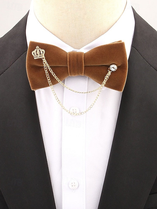 with Detail Chain Men's Tie – Velvet Bow and Crown