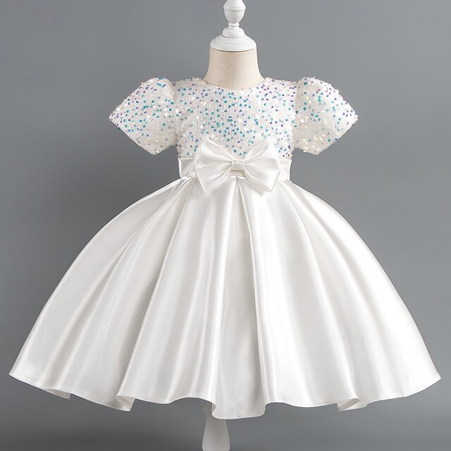 Dress Sequin Short Party Wedding Girls' Sleeve Toddler