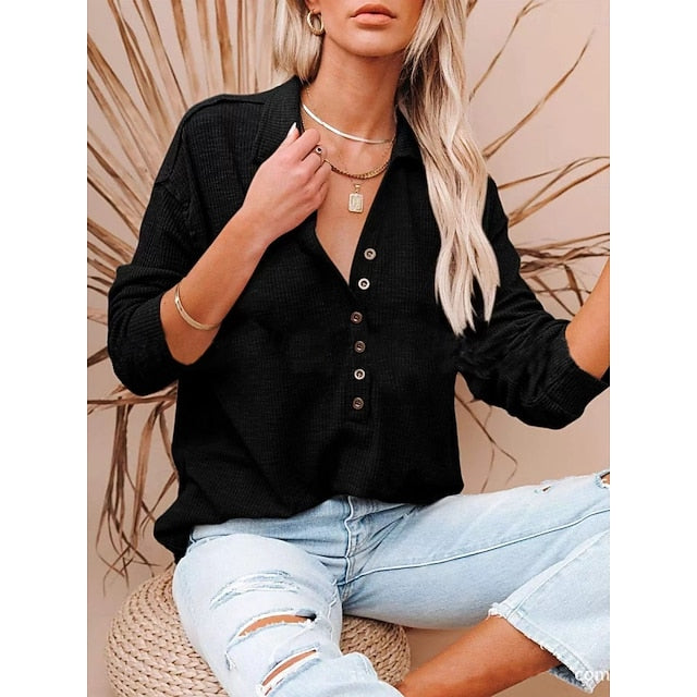 Women's Popover Shirt Casual Shirt Corduroy Shirt Blouse