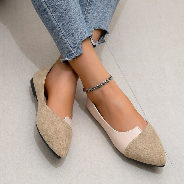Two-Tone Pointed Women's Toe Elegant – Slip-On Flats