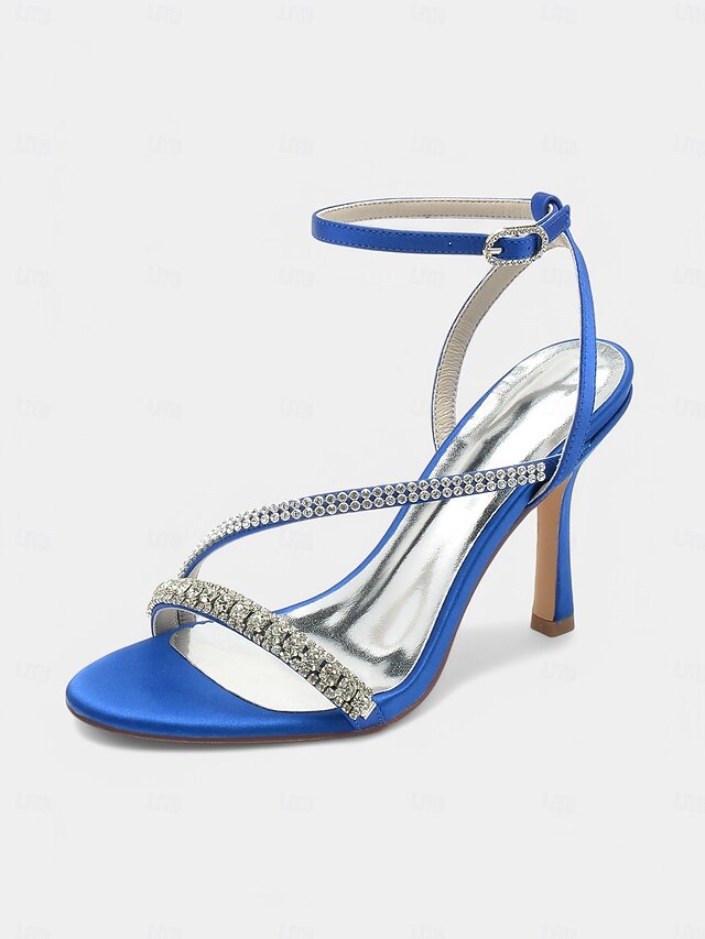 Sophisticated Rhinestone Satin Champagne Strappy – Heels