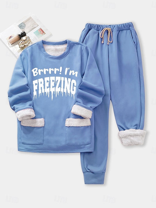 Women's Pajamas Set Fleece Lined 2 Pieces Sweatshirt