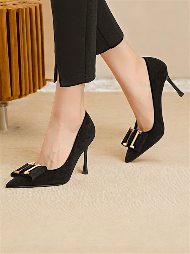 Velvet Elegant Pointed Women's Kitten - Heel Teal Toe Pumps