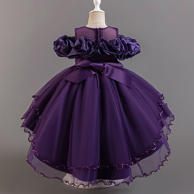 Girls' Short Kids Wedding Flower Dress Party Sleeve Floral