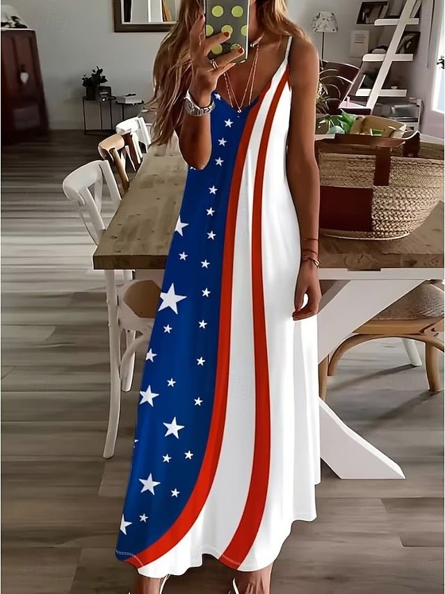 American Independence Day Women's Maxi Dress A Line Dress