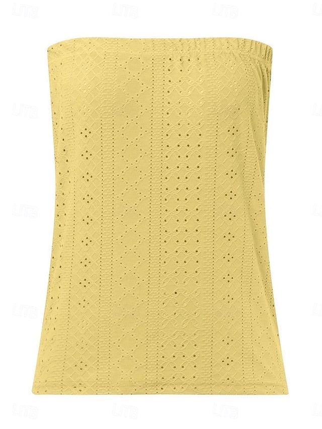 Women's Tubetop Eyelet Solid Color Daily Casual Sleeveless