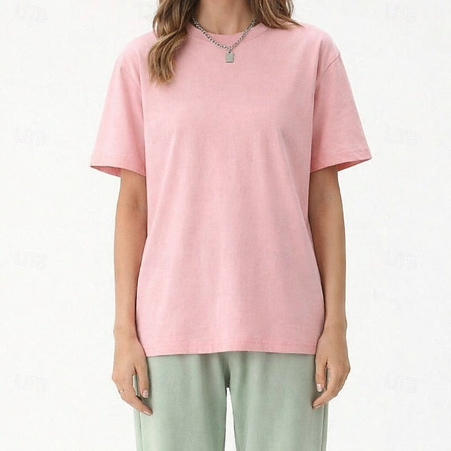 Women's T Shirt Tee 100% Cotton Solid Color Stylish Basic