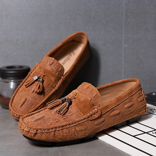 Men's Loafers Tassel with Suede Faux and Detail Brown
