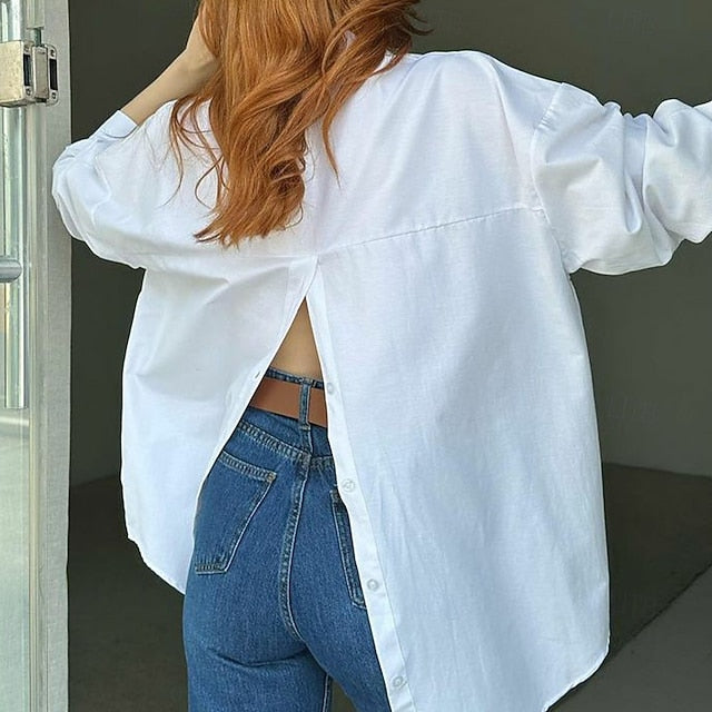 Women's Casual Shirt Button Up Shirt Blouse Patchwork