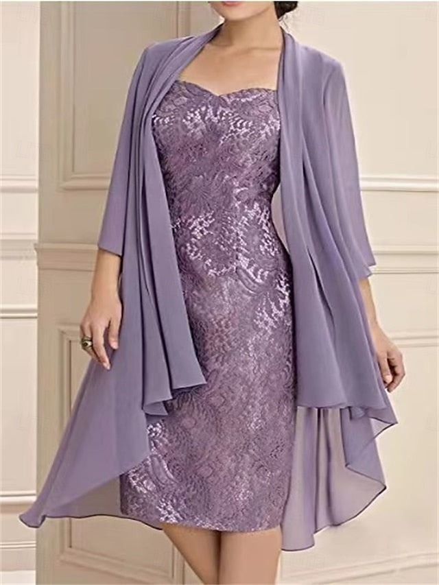 Mother Simple Piece Bride the of Dress Two Elegant Sets