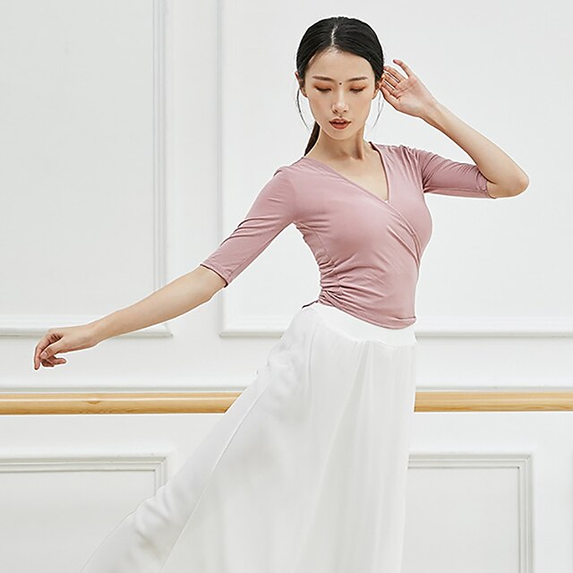 Breathable Ballet Top Ruching Bandage Solid Women's