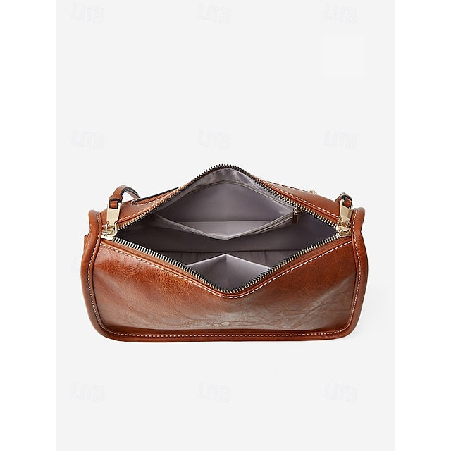 Women's Adjustable Shoulder Faux Bag Brown with Leather