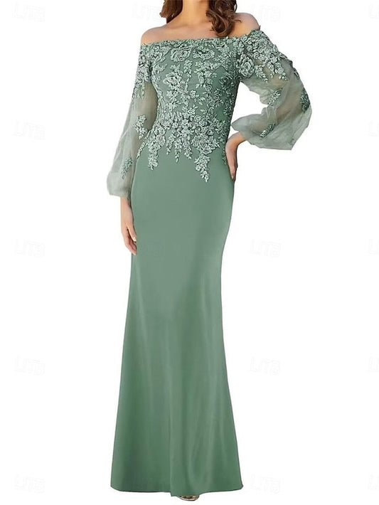 Bride Mother of Shoulder / Trumpet Mermaid Off Elegant Dress the