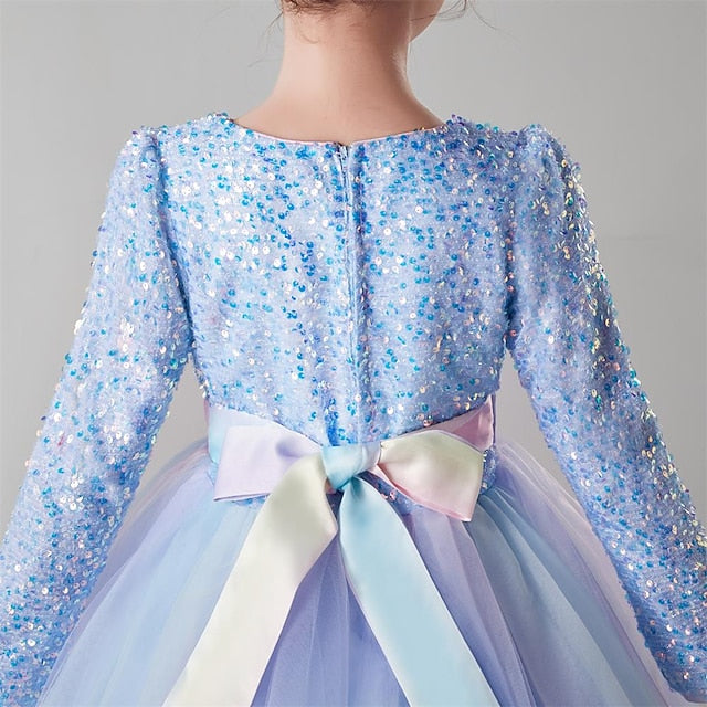 Flower Color Girls' Girl Party Dress Kids Solid