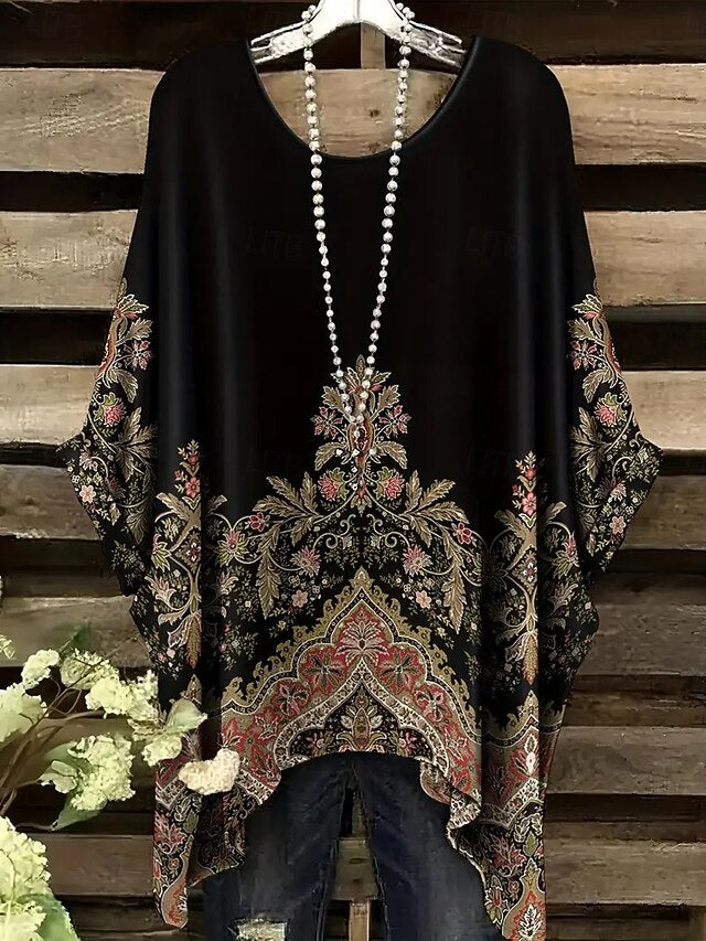 Women's Blouse Asymmetric Graphic Geometric Vintage Daily