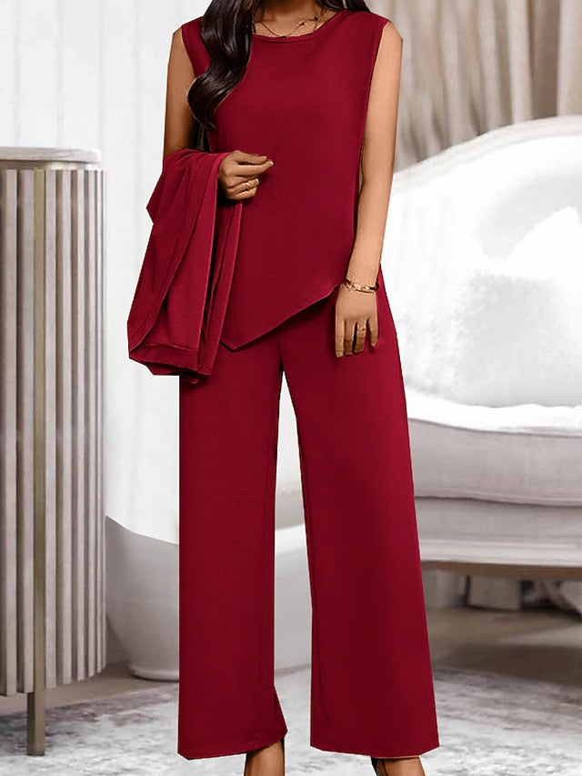 Women's Loungewear Sets 3 Pieces Pure Color Fashion Casual