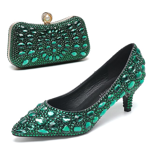 Kitten Shoes Matching Crystal-Embellished Heel and Women's
