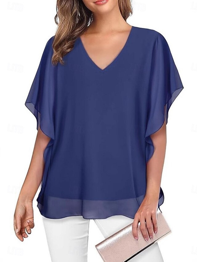 Women's Shirt Blouse Ruffle Blouse Plain Stylish Classic