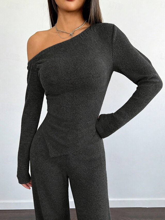 Women's Two Piece Sets Pants Sets Bolero Top Long Sleeve