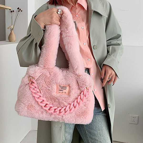 Sweet Fluffy Chain Shoulder Bag