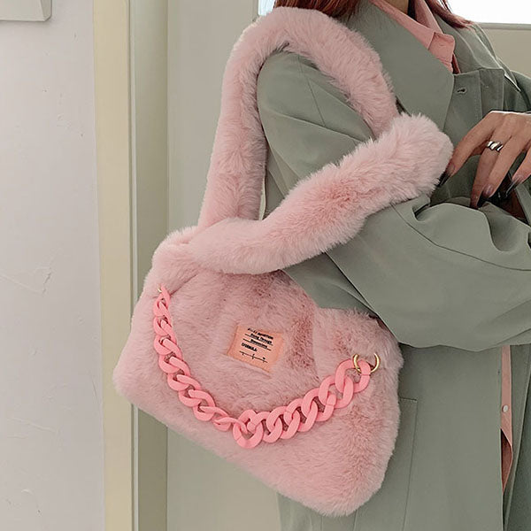 Sweet Fluffy Chain Shoulder Bag