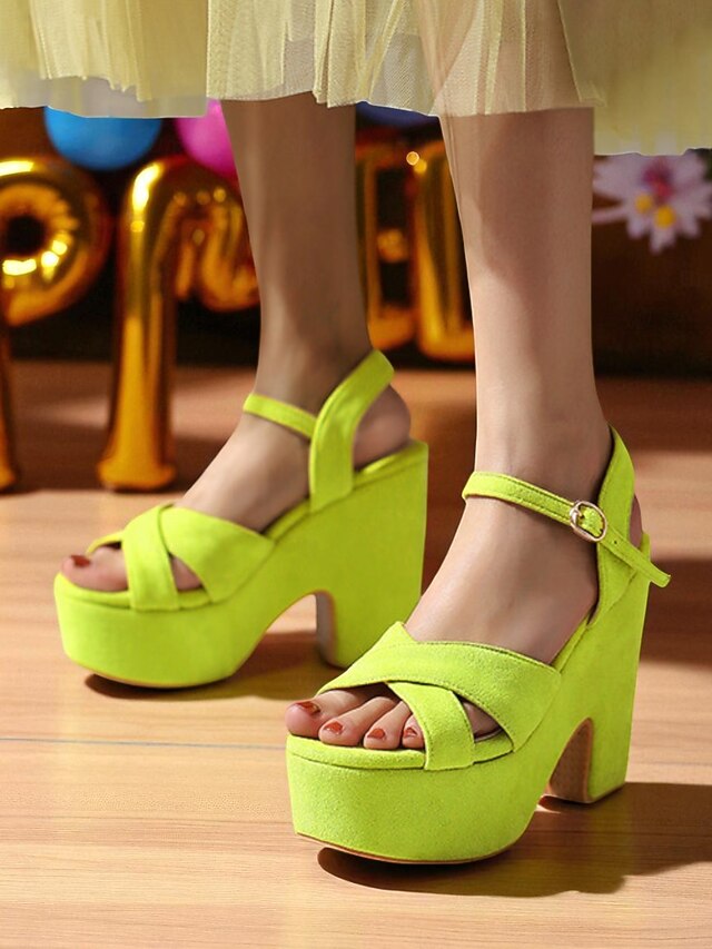 Hot Suede Women's - Ankle Platform Strap Pink Sandals with