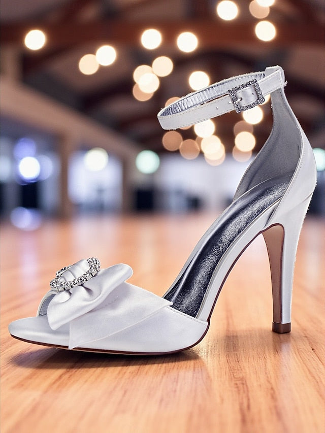 High Rhinestone Satin Purple with Heel Women's Sandals