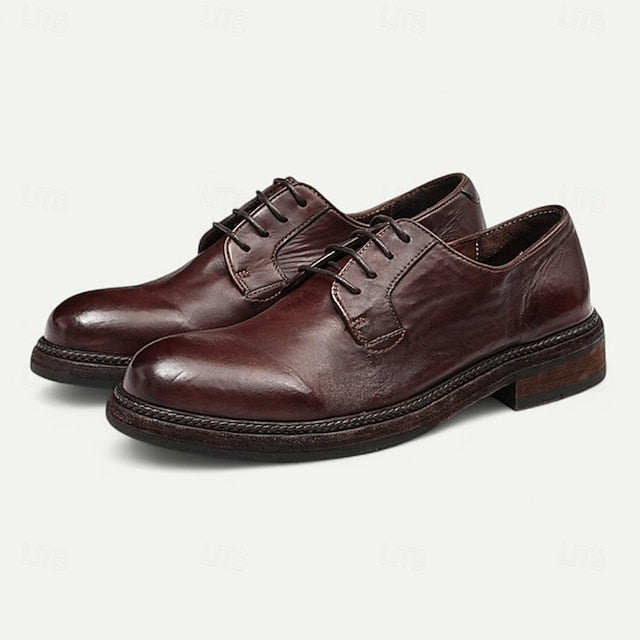Shoes Derby Leather Clean Men's Goodyear Tan with and Welt