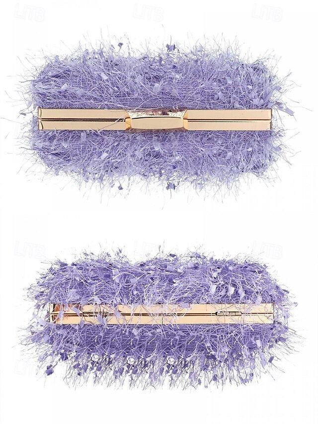 Chain Feathered Clutch Women's Strap with Evening Chic
