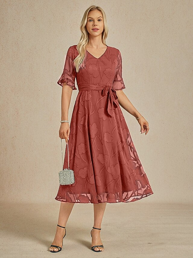 Women's Midi Dress Chiffon Dress Elegant Vacation Wedding