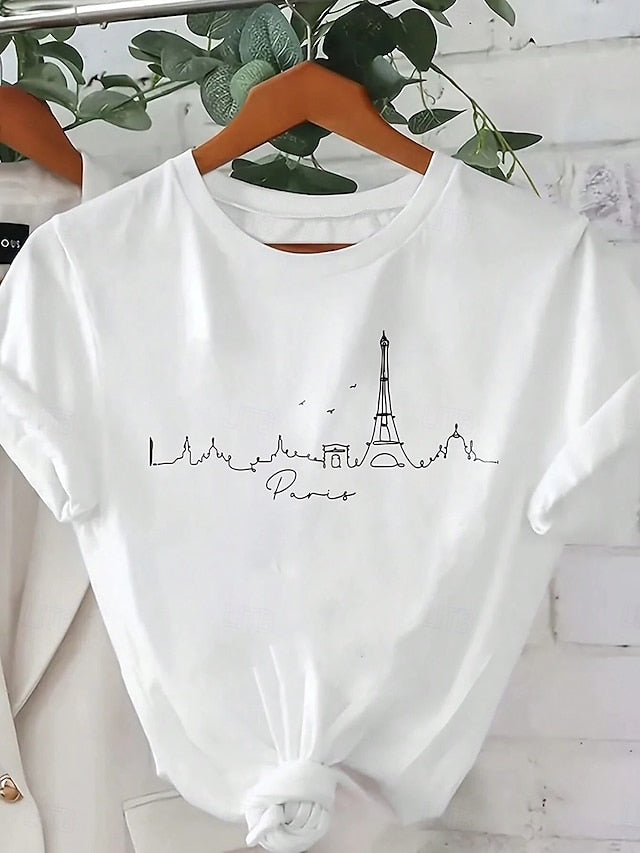 Women's T Shirt Cotton Shirt Print Letter Casual Short