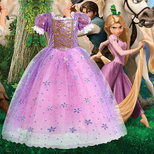Flower Cosplay Princess Rapunzel Girl Dress Cloak
