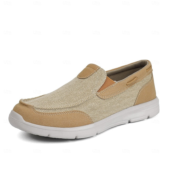 Beige Canvas – Men's Lightweight Loafers Slip-On