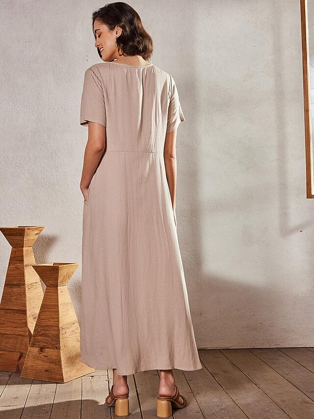 Women's Pink Sky Blue khaki Summer Maxi long Dress Maxi