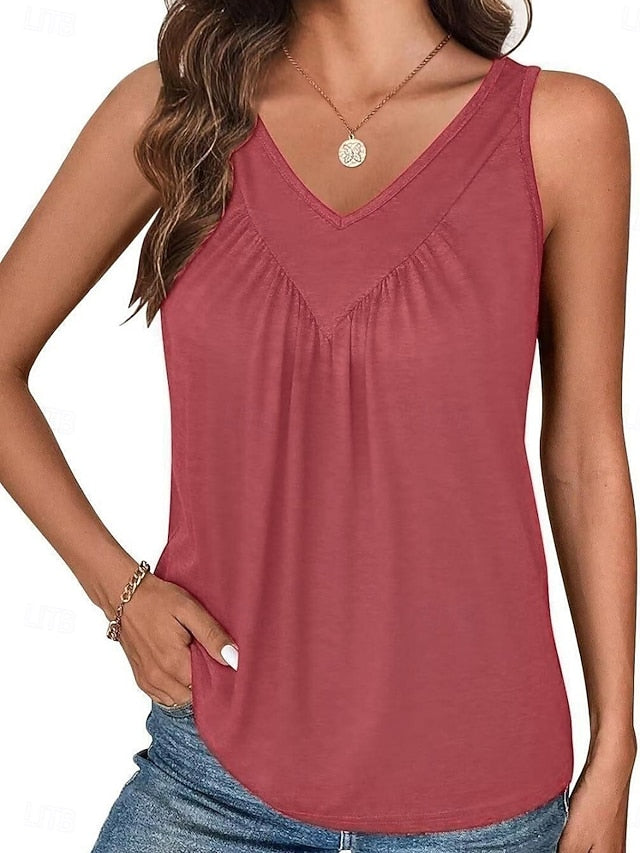Women's Tank Top Sleeveless Shirt Tee Top Patchwork Plain