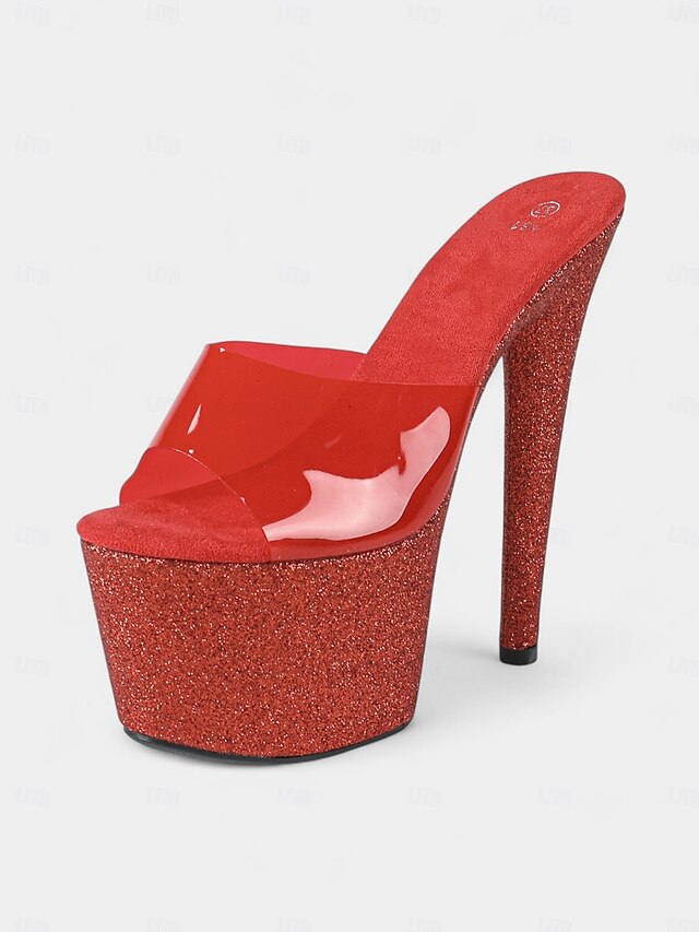 Stiletto Women's Heels Glitter Red Platform