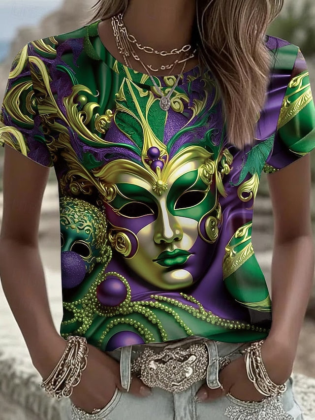 Carnival Women's T Shirt Floral Vintage Stylish Classic