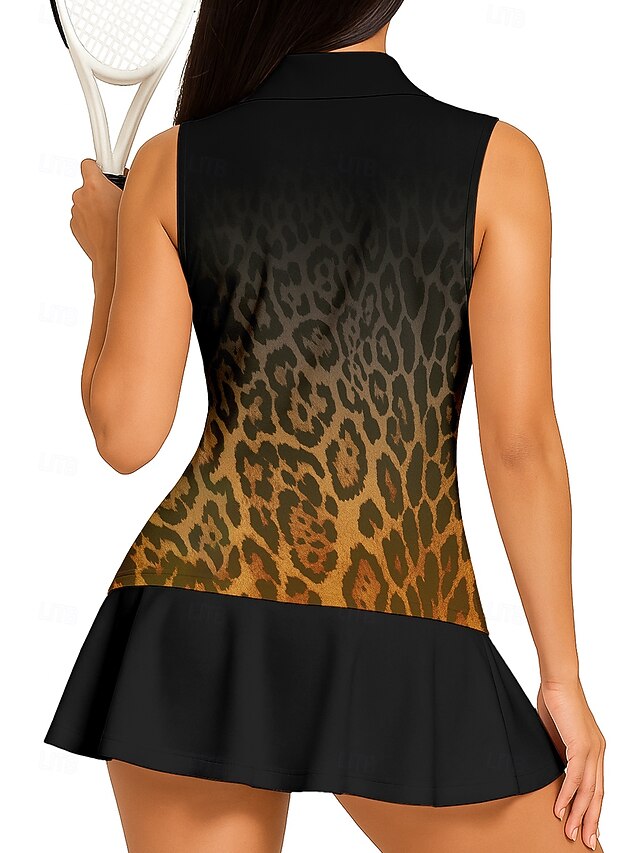 Women's Leopard Gradient Sport Shirt Golf Polo Shirt Tank
