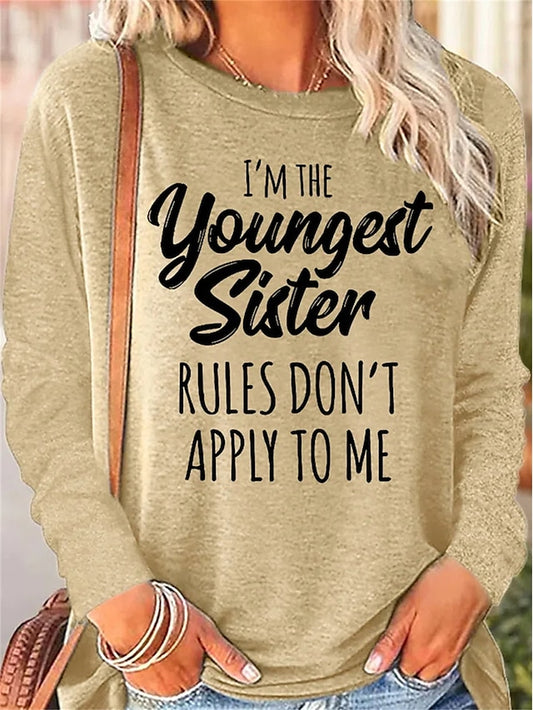 Women's T shirt Long Sleeve Letter Family Fashion Long